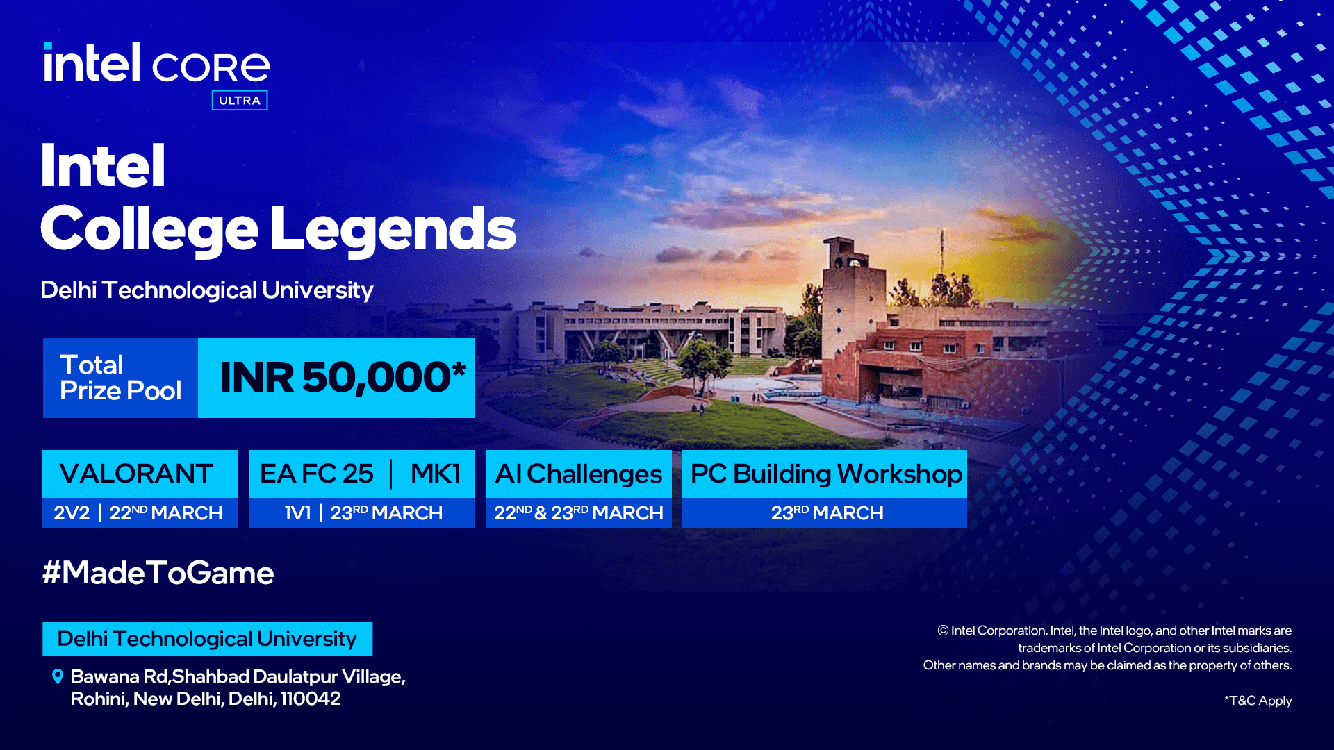 Intel College Legends - Delhi Technological University banner